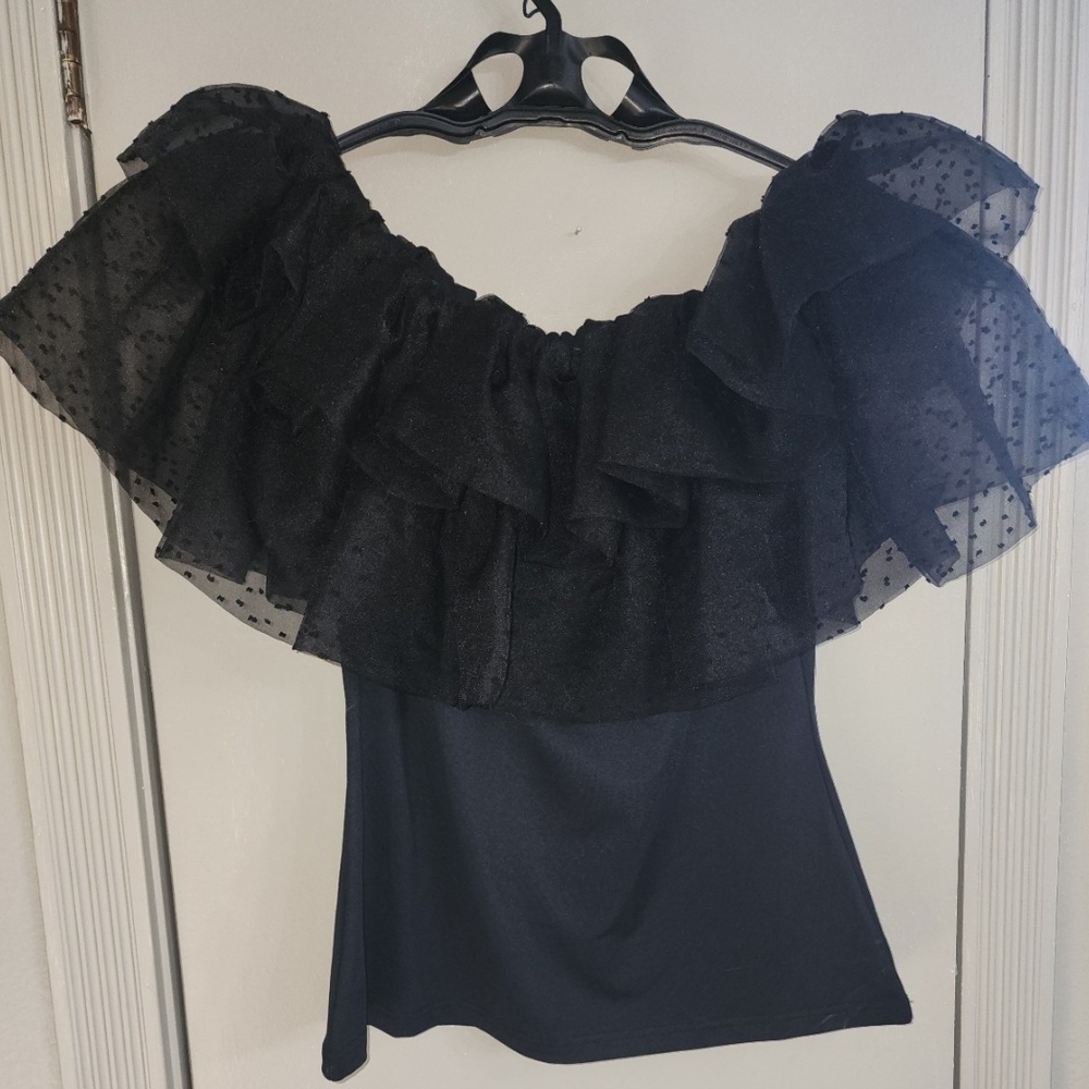 Gustin Black Ruffled Blouse
